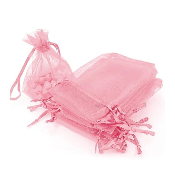 ⭐️5 for 20⭐️ 10 Pink Organza Drawstring Bags 3" x 4" - Picture 2 of 5